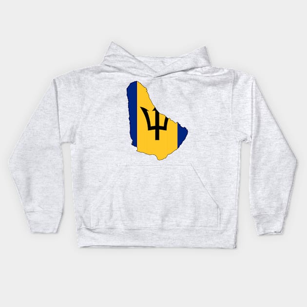 Barbados Flag Map Kids Hoodie by Historia